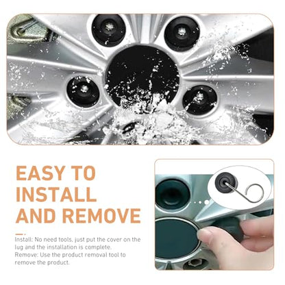 20Pcs Car Wheel Lug Nut Covers,17mm Tire Bolt Caps, Wheel Bolt Covers Caps with Removal Tool, Compatible with VW, Jetta, Beetle, Passat, GTI, CC(Black)