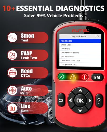 Autel OBD2 Scanner AutoLink AL549, Car Check Engine Code Reader with ABS, Car Battery Tester & Alternator Tester, Plug and Play, Upgrade Ver. of AL519 AL319 AL329 ML519 OBDII CAN Diagnostic Scan Tool - color: red