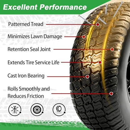 11x4.00-5 Flat Free Lawn Mower Tires and Wheel,Zero Turn Lawn Mower Replacement Tires,11x4-5 Solid Tractor Turf Tire with 3.4" Centered Hub, 3/4" & 5/8" & 1/2" Bushings (2-Pack) - size: 11x4-5 Flat Free Tire(Black Rim)