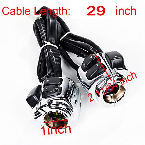 AMOPA Compatible with 1996-2012 Harley 1'' Handlebar Softail Dyna Sportster V-Rod Motorcycle Horn Turn Signal Head Light Switch with Harness & Hydraulic Brake Master Cylinder Clutch Levers