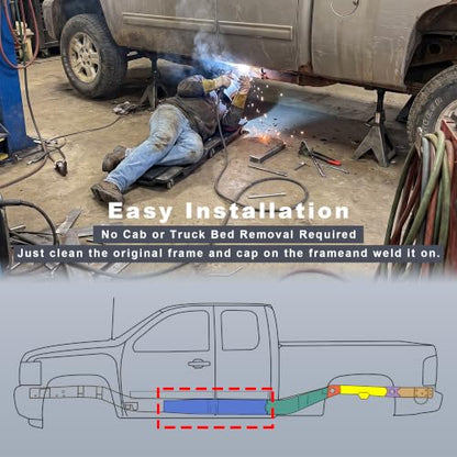 Frame Repair Kit Fit for 2nd Gen Chevy Silverado & 3rd Gen GMC Sierra 1500 2007-2014 Ext/Crew Cab, Full Center Section, E-Coat Weld-On Rust Silverado Frame Repair Patch