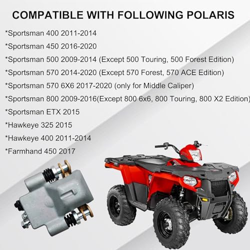 Rear Brake Caliper Assembly Compatible with Polaris ATV Sportsman 400 450 500 570 800 ETX Hawkeye 325 400 Farmhand 450 Repl. Part # 1911415