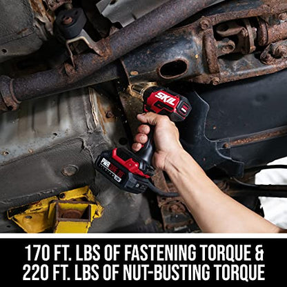 SKIL PWR CORE 20 Brushless 20V 3/8-Inch Compact Impact Wrench Kit with 3-Speed & Halo Light, Includes 2.0Ah Battery and PWR Jump Charger - IW6739B-10 - style: Impact Wrench Kit_compact