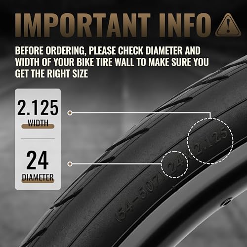Hycline Cruiser Bike Tires Set, 2-Pack 24/26x2.125 Inch Folding Replacement Bicycle Tires with Inner Tubes & Tire Levers, Wear-Resistant Urban Street Tires for Beach Cruiser & City Commuter Bikes