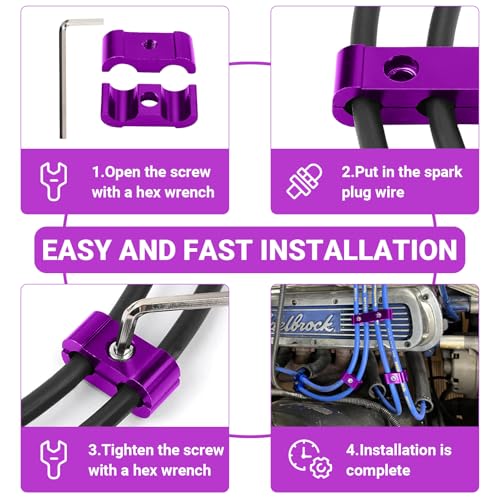 CVILL 12-Piece Spark Plug Wire Separator and Holder Set (Violet) - color: Violet