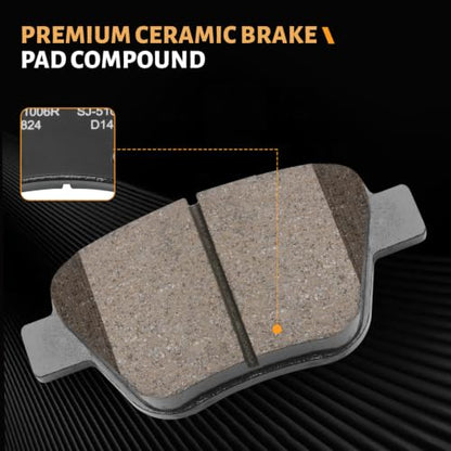 D1456 Rear Ceramic Disc Brake Pad Set Fit For Audi A3 2009-2010,A3 Quattro 2009-2013,ForVolkswagen Beetle 2012-2013,Eos 2009-2016,Golf/GTI 2012-2014,Jetta 2013 Hybrid SE,Passat 2012-2014
