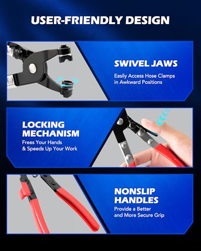 OMT Hose Clamp Pliers, Long Reach Wire Spring Remover For Radiator & Heater - color: Red