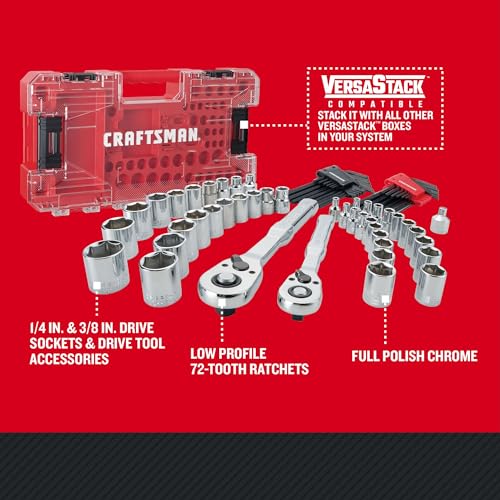 Craftsman Versastack Mechanics Tool Set, 1/4 and 3/8 Inch Drive, 71 Piece (CMMT45171) (Pack of 2) - size: (Pack of 2)