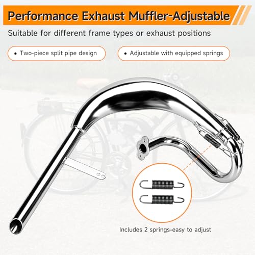 FVRITO Chrome Expansion Chamber Exhaust Pipe for 49cc 50cc 2-Stroke Engines - color: New-Silver