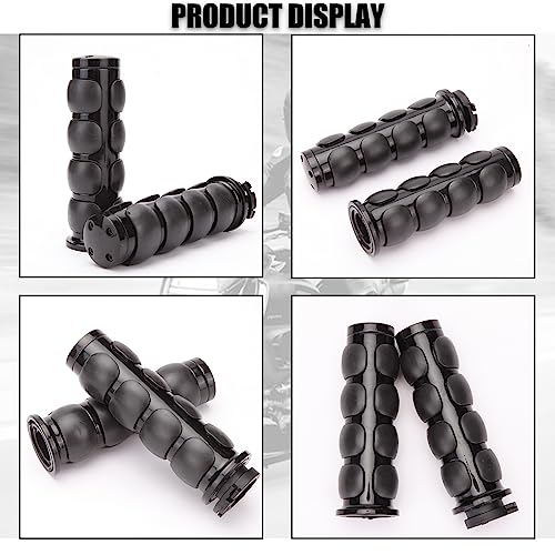 DREAMIZER Universal Motorcycle Hand Grips with Black Non-Slip Rubber for Harley Honda Yamaha Suzuki Kawasaki - color: Black-A
