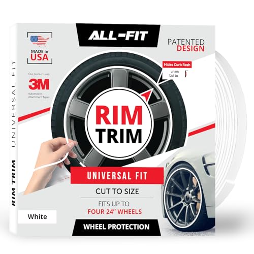 All-Fit Automotive Rim Trim – Fits Up to 4 24" Wheels (3/8″ Width - White) - color: White