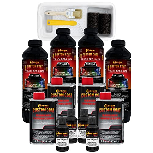 Custom Coat Black Metallic 1 Gallon Roll-On Urethane Truck Bed Liner Kit - color: Black Metallic, size: 1 Gallon Kit with Roller