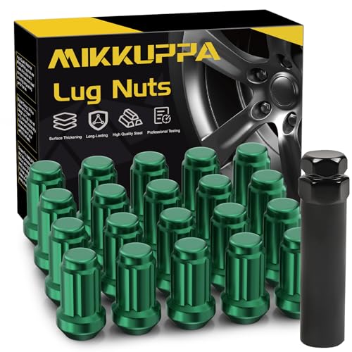 MIKKUPPA M12x1.5 Wheel Lug Nuts, Green 20PCS Closed End Spline Lug Nuts - color: Green