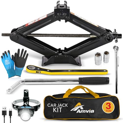 Car Jack Kit 3 Ton Scissor Jack with Lug Wrench Auto Tire Change Tool - size: Car Jack Kit 3 Ton + Lug Wrench