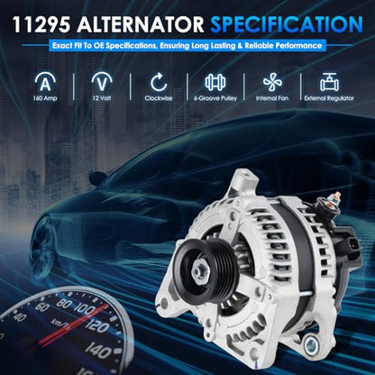Car Alternator 11295 160A Fit for Grand Caravan Town & Country - size: #11295N, 11295 Alternator