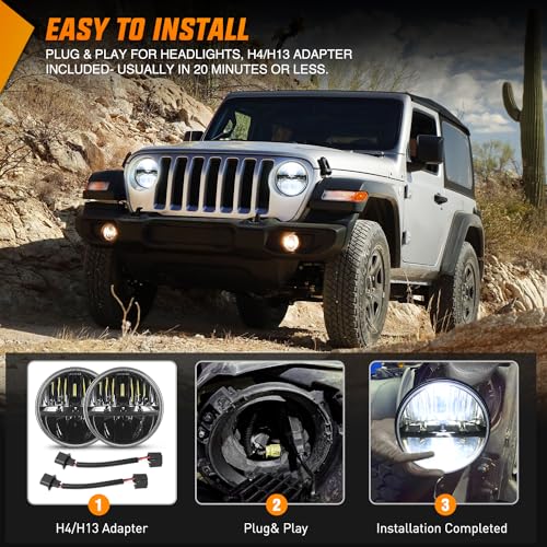 Nilight 2PCS 7 Inch LED Headlights Compatible with 2007-2017 JK JKU - color: JK Headlight White 2007-2017