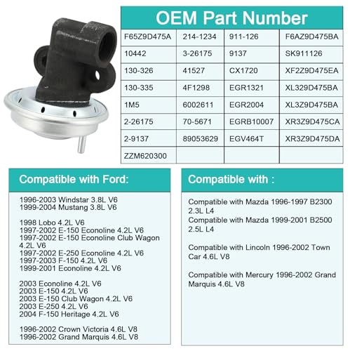 AULINK EGV464 EGR Valve For Ford Windstar Mustang F150,For Mazda B2300 - color: Black EGV464