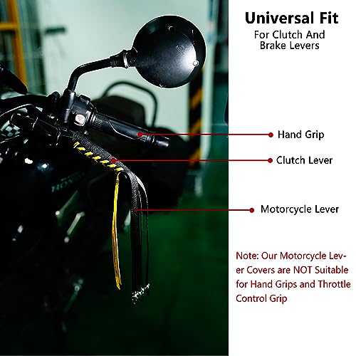 2 PCS Faux Leather Motorcycle Lever Covers With Fringes, Brake Clutch Grip Tassels, Handlebar Handle Grip Covers, Fringed Wraps With Skulls - color: Black & Red Laces*1 & Black Laces*1