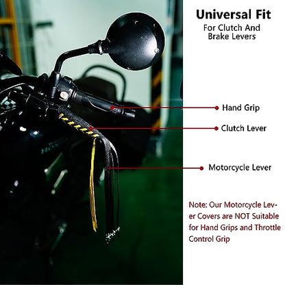 2 PCS Faux Leather Motorcycle Lever Covers With Fringes, Brake Clutch Grip Tassels, Handlebar Handle Grip Covers, Fringed Wraps With Skulls - color: Black & Red Laces*1 & Black Laces*1