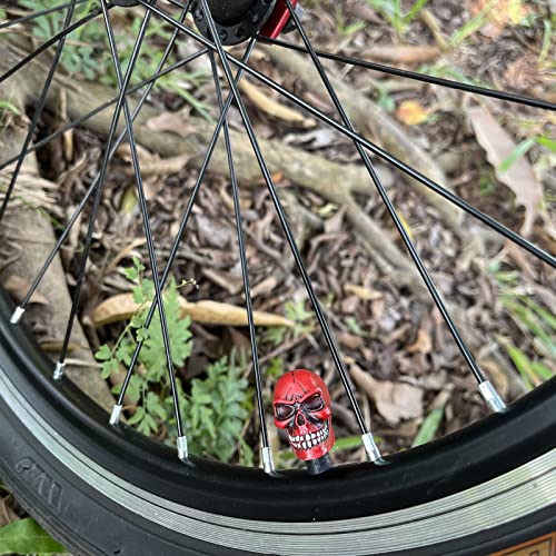 Valve Stem Caps Skull Wheel Air Stem Covers Car Tire Rim Heads for Most Vehicles Bicycles Motorcycles, Red - color: Red