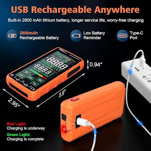 FKM Rechargeable Digital Multimeter Tester,Voltmeter w/ 5″ Touch Screen - color: Tangerine-188F