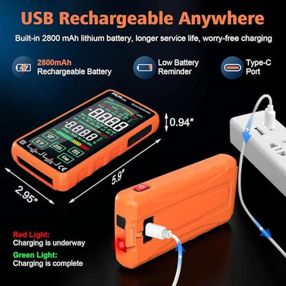 FKM Rechargeable Digital Multimeter Tester,Voltmeter w/ 5″ Touch Screen - color: Tangerine-188F