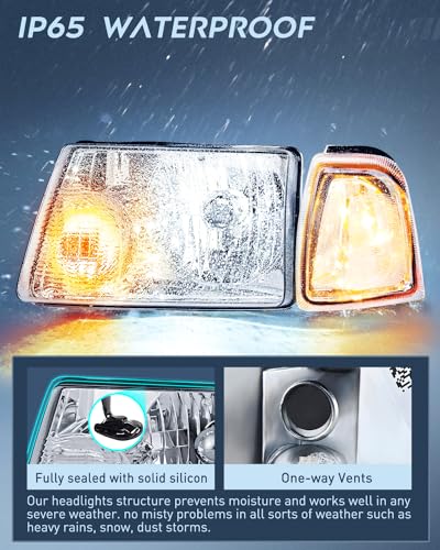 Nilight Headlight Assembly for 2001-2011 Ford Ranger - color: Chrome Housing+ Clear Reflector