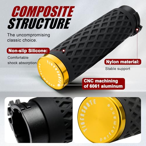 Gold 1" Silicone Cable Throttle Grips with Rear End Cap - color: Gold