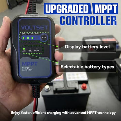 Voltset 12V 20W Solar Panel Battery Charger with LCD Voltage Tester for Car