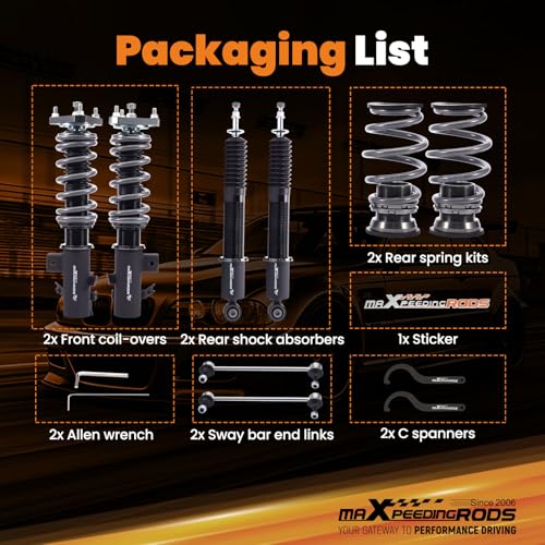 maXpeedingrods Coilover for Honda Civic 2012-2015 FG3 FB2, 24 Levels Damper Adjustable Coilovers Suspension Kit, Height Adjustable Shock Absorber Struts, T7 Upgrade Racing Series Lowering Kit, Black - style: Civic 2012-2015