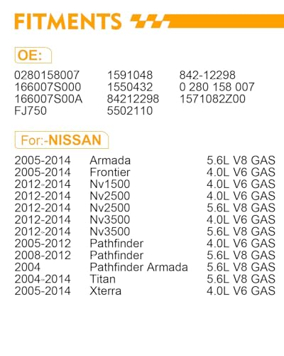 0280158007 Fuel Injectors For:-Nissan Frontier 2006-2014 - size: 0280158007 (8 Pack)