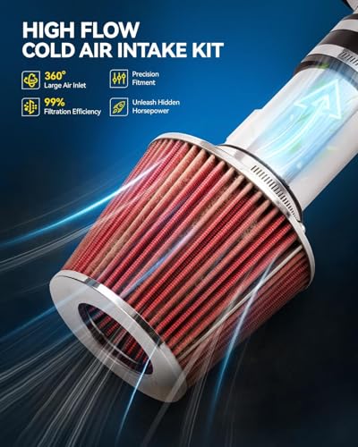 PHILTOP 3.5" Cold Air Intake Kit for 2004-2009 Dodge Durango 5.7L - color: Red, size: 2003-2008 Ram 1500/2500/3500