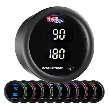 GlowShift 10 Color Digital Dual Air Intake Temp Gauge Kit, 2-1/16" 52mm