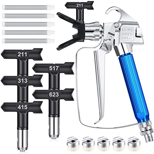 Zhengmy 12 Pcs Airless Paint Sprayer Gun with Nozzle Guard Spray Tips and Airless Paint Spray Gun Filter for Spraying Machine Accessories (211,313,415,517,623) - size: 211, 313, 415, 517, 623