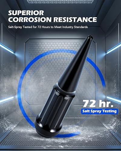 OMT M14x1.5 Spike Lug Nuts, 32pcs Lug Nuts Set with 1 Socket Key - color: Black, size: M14x1.5, style: 32Pcs Spike Spline Tuner