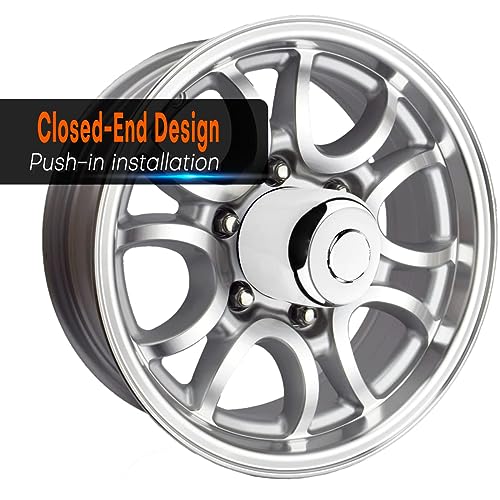 4Pcs 4.90 inch Trailer Wheel Center Caps Push Through Fit 4.88-4.9in Center Bore Truck Trailer RV SUV Wheels Rims, Steel Chrome Hub Covers - color: Chrome Silver, size: 4.9in Hub Hole, 4.33in Tall