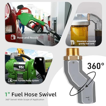 1" NPT Auto Shut-Off Fuel Nozzle with 360° Fuel Hose Swivel & Hook - color: 1pack Green, size: 1'' NPT with Swivel