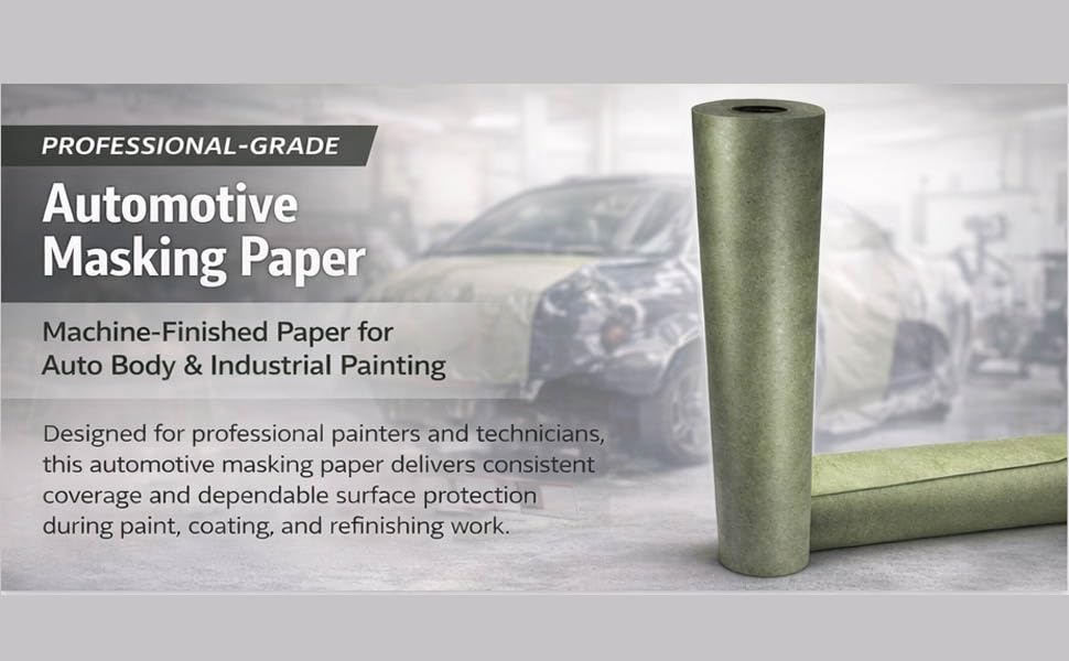 Green Masking Paper Roll for Automotive (700' x 36") - 35# Grade Green Machine Finished - size: 700' x 36"