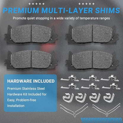 Front Brake Pads Set Compatible with Le-xus ES300h ES350, Toyota Avalon Camry Automotive Replacement Brake Pads Semi-Metallic D1222 - style: D1222