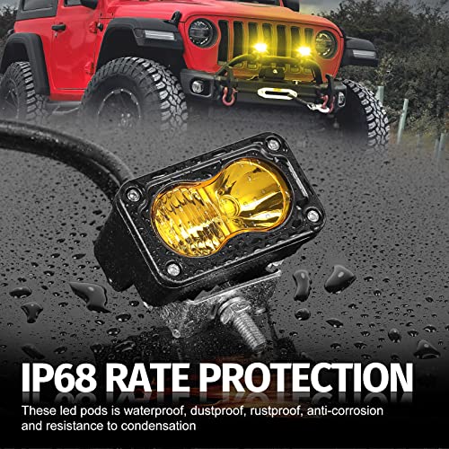 LED Pods Amber 3" Driving Fog Light Yellow Off Road Lights - color: Yellow