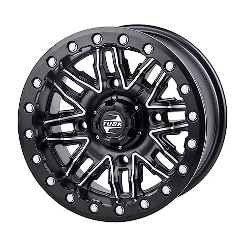 TUSK 4/137 Nebo Beadlock Wheel 14x7 4.0 + 3.0 Machined/Black Compatible with Can-Am Maverick Sport 1000R X XC 2020-2023