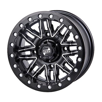 TUSK 4/137 Nebo Beadlock Wheel 14x7 4.0 + 3.0 Machined/Black Compatible with Can-Am Maverick Sport 1000R X XC 2020-2023