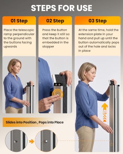 gardhom 5FT Telescoping Portable Wheelchair Ramp with Carrying Case - size: 5FT(can be used as 3FT or 5FT)