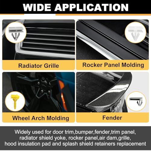 Siptenk 180PCS Body Side & Exterior Rocker Panel Moulding Clips for GM GMC