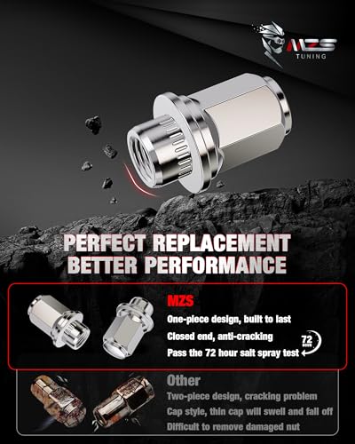 MZS M12x1.5 Lug Nuts 21mm Hex Closed End 1.85 Inch Length Chrome 24PCS - size: M12X1.5-1.85" (47mm) Long