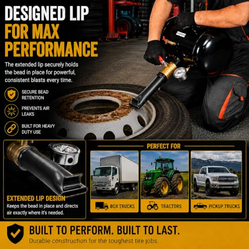 XtremepowerUS 5 Gallon Tire Bead Seater Blaster with Pressure Gauge, Air Tire Inflator Seating Tool for Tubeless Tires, Carbon Steel Air Tank for Car, Truck, Tractor, ATV & Heavy Equipment - size: 5.0 Gal/19L