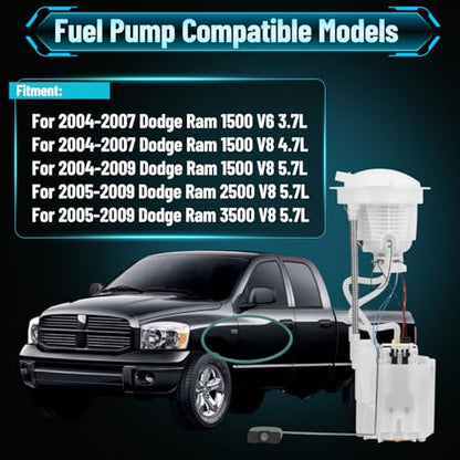 Fuel Pump Assembly E7165M Compatible with 2004-2009 Dodge Ram 1500 3.7L 4.7L 5.7L, for Ram 2500 3500 2005-2009 5.7L, Replaces 5134554AC 5104694AB SP7022M - color: E7165M