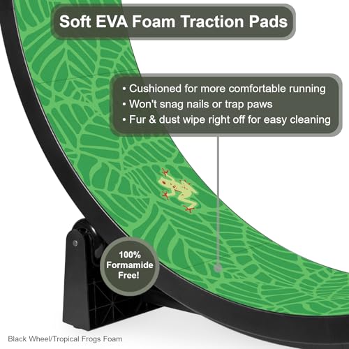 One Fast Cat - Cat Exercise Wheel - Made in the USA - 48" Diameter - Gen. 7 - color: Black Wheel / Tropical Frogs Foam / LED Inline