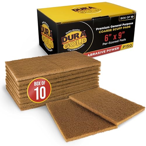 Dura-Gold 6" x 9" Gold Coarse Scuff Pads, Box of 10 - Scuffing, Scouring - color: Gold