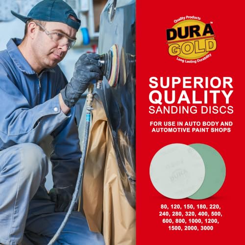 Dura-Gold 5" Green Film Sanding Discs, 1200 Grit, Box of 50, Hook & Loop - size: 1200-Grit